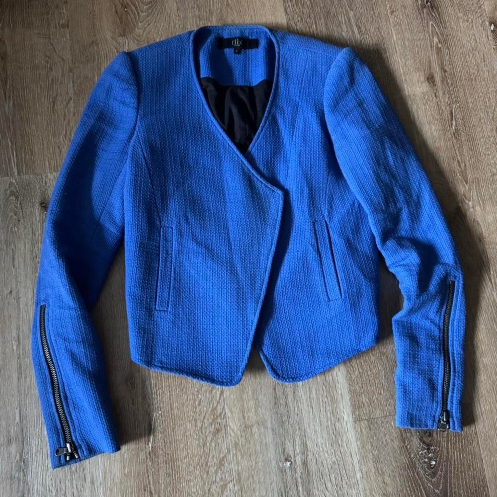 Tibi Blue Moto Cotton Jacket Size‎ 2